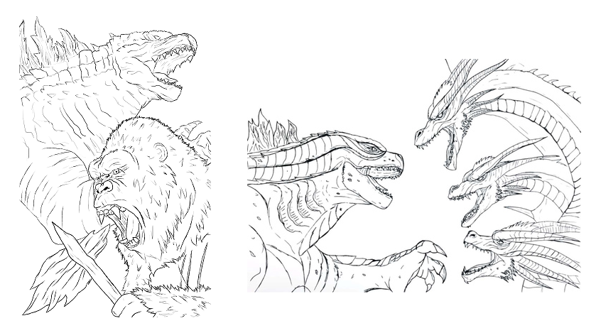 Godzilla vs King Kong coloring pages