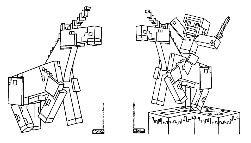 Unicorn Minecraft coloring pages