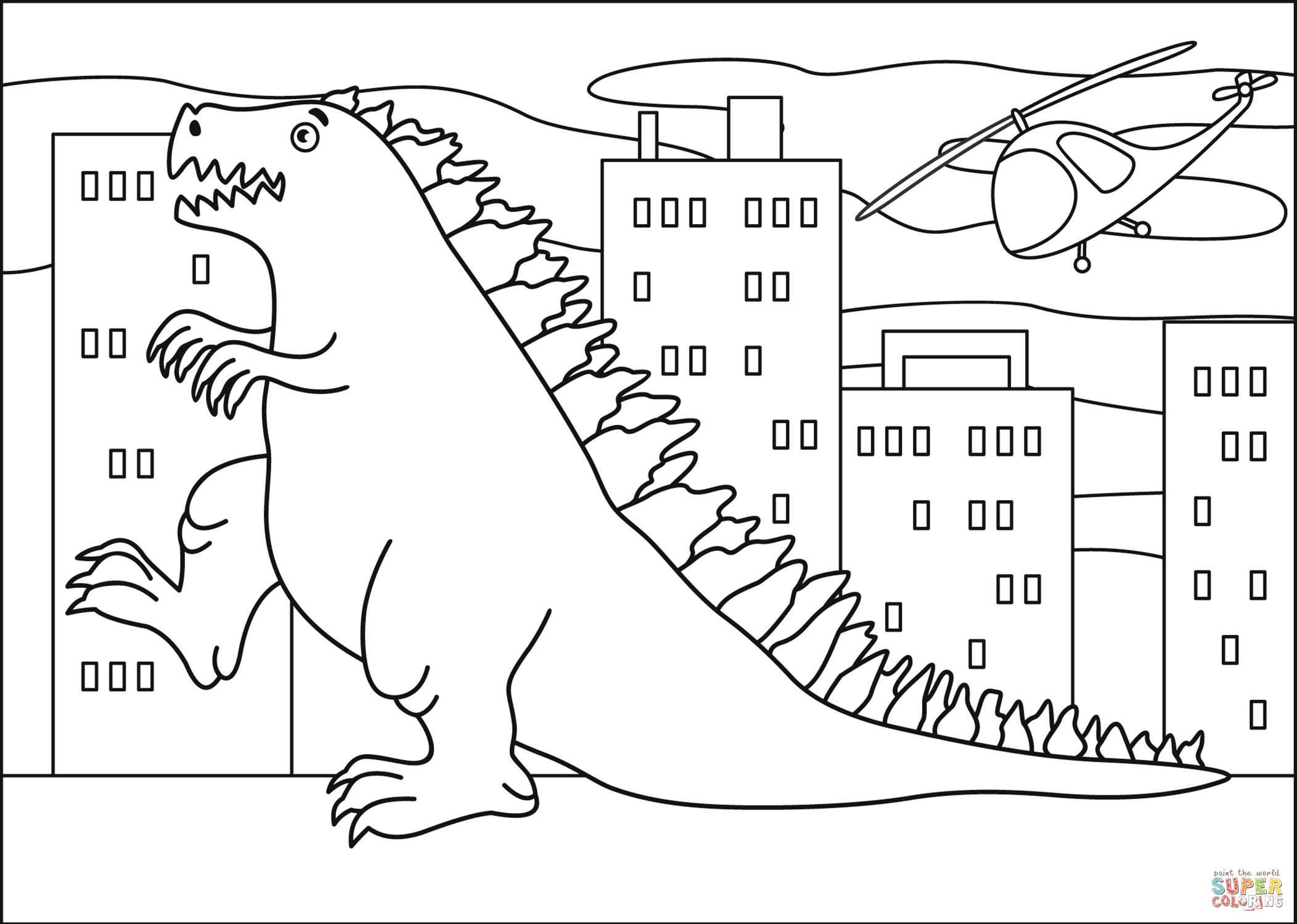 kid-friendly Godzilla coloring pages